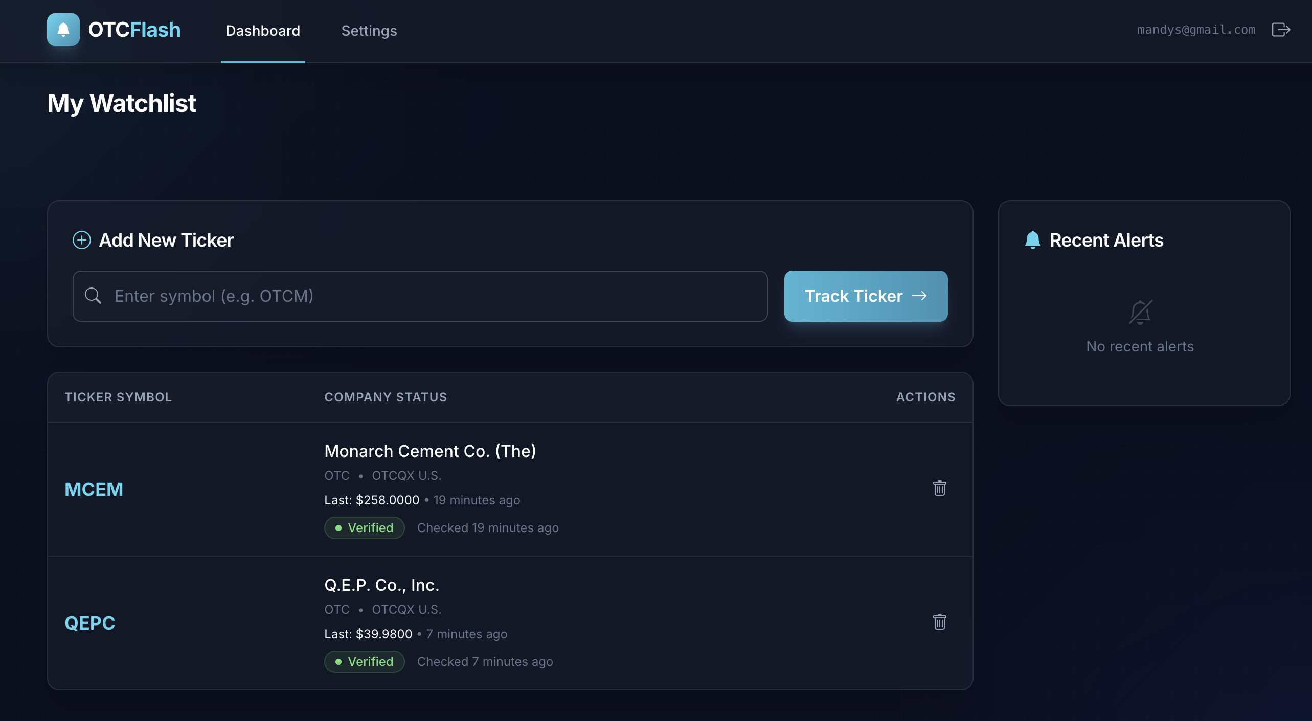 OTCUpdate ticker details preview